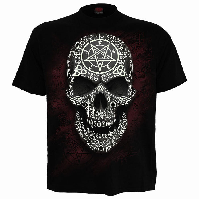 GOTHIC RUNES - GLOW IN THE DARK - Front Print T-Shirt Black Spiral USA