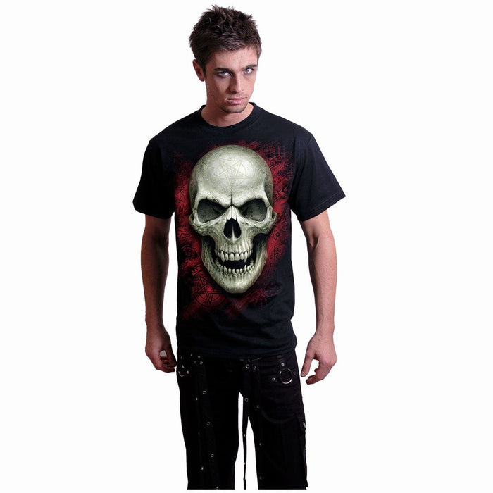 GOTHIC RUNES - GLOW IN THE DARK - Front Print T-Shirt Black Spiral USA