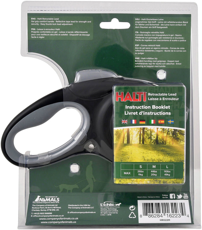 Halti Black & Gray Retractable Lead - TCACA - Large - 6