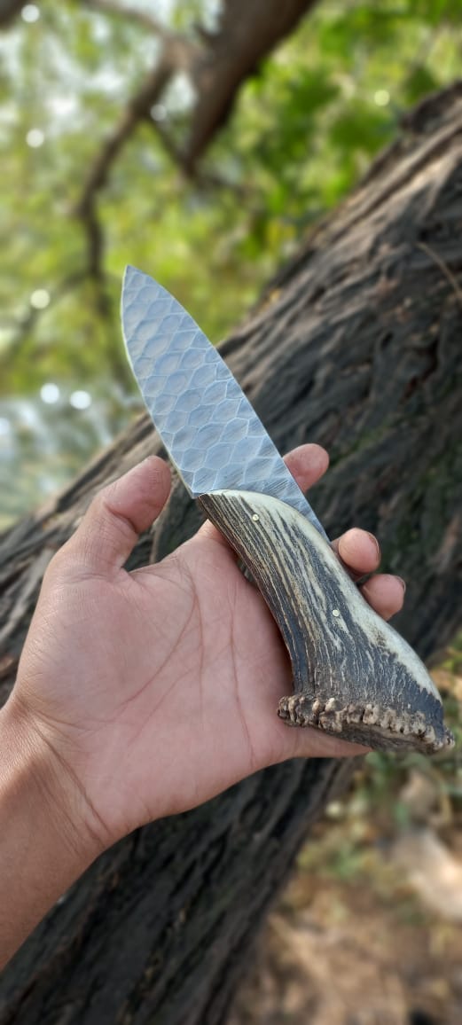 Handmade Stone Texture Hand Forged 1095 High Carbon Steel Knife cskforged