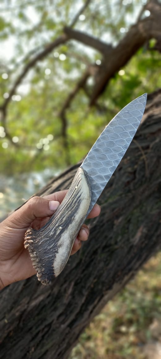 Handmade Stone Texture Hand Forged 1095 High Carbon Steel Knife cskforged
