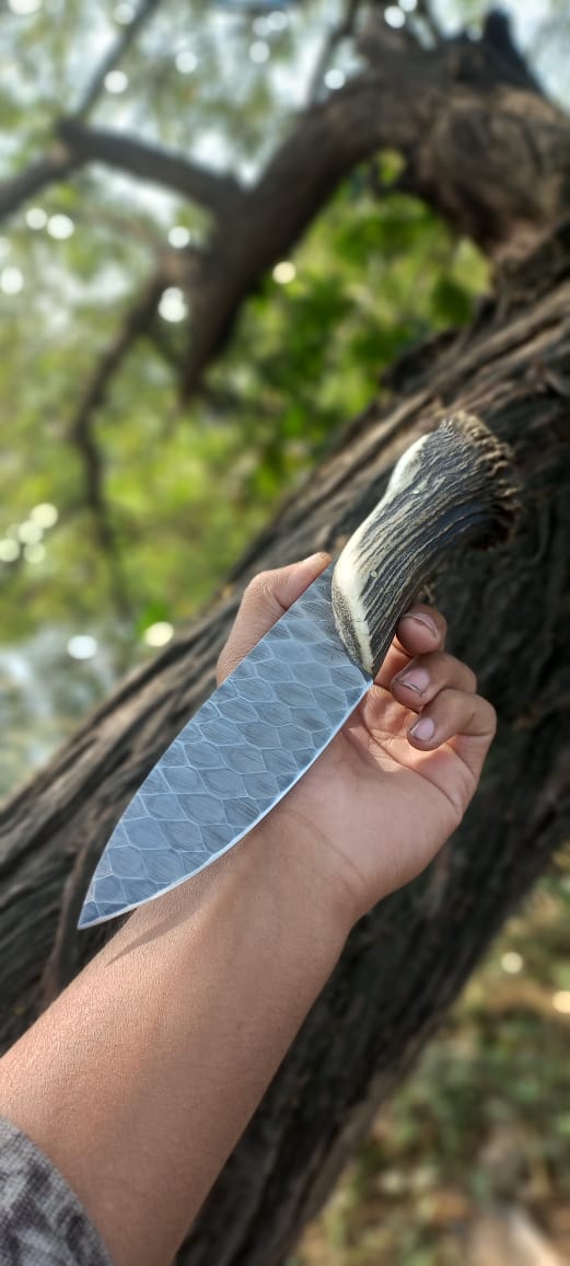 Handmade Stone Texture Hand Forged 1095 High Carbon Steel Knife cskforged