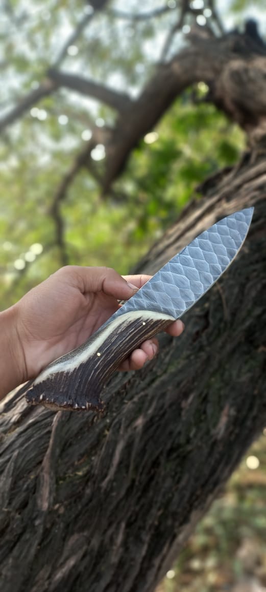 Handmade Stone Texture Hand Forged 1095 High Carbon Steel Knife cskforged