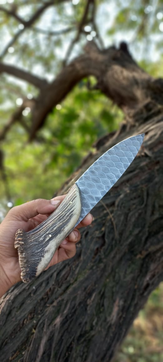 Handmade Stone Texture Hand Forged 1095 High Carbon Steel Knife cskforged
