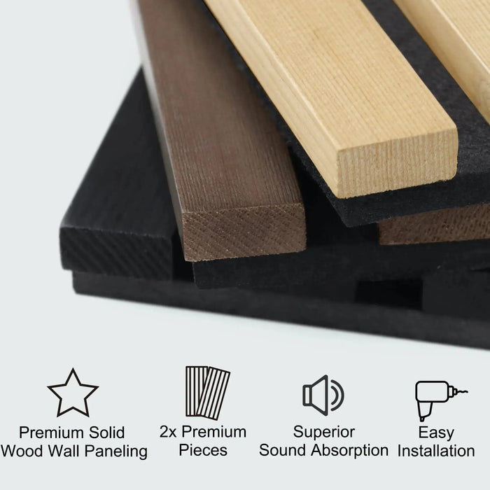 Hausvita Acoustic Solid Wood Slat Wall Panels ( 2 Panels Per Box ) HAUSVITA