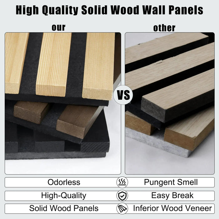 Hausvita Acoustic Solid Wood Slat Wall Panels ( 2 Panels Per Box ) HAUSVITA