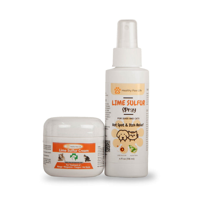 Healthy Paw Life's Bundle of Lime Sulfur Spray (4 oz) and Lime Sulfur Cream (2 oz) - HP2J - 1