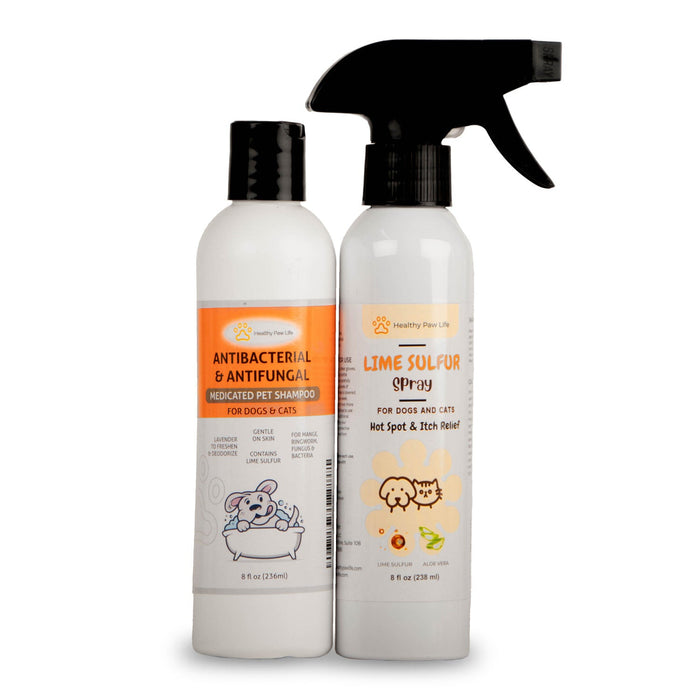 Healthy Paw Life's Bundle of Lime Sulfur Spray (8 fl oz) and Lime Sulfur Shampoo (8 fl oz) - HP2K - 8oz - 1