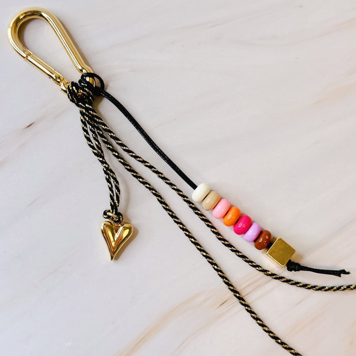 Heart And Beads Bag Charm Ellisonyoung.com