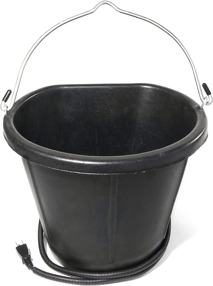 Heated Flat - Back Rubber Bucket for Livestock - 5FWB - 18 qt - 1