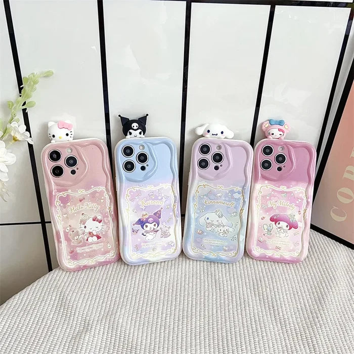 Hello Kitty Kuromi With Bracket Lanyard Phone Case For iPhone PhoneShells