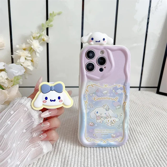 Hello Kitty Kuromi With Bracket Lanyard Phone Case For iPhone PhoneShells
