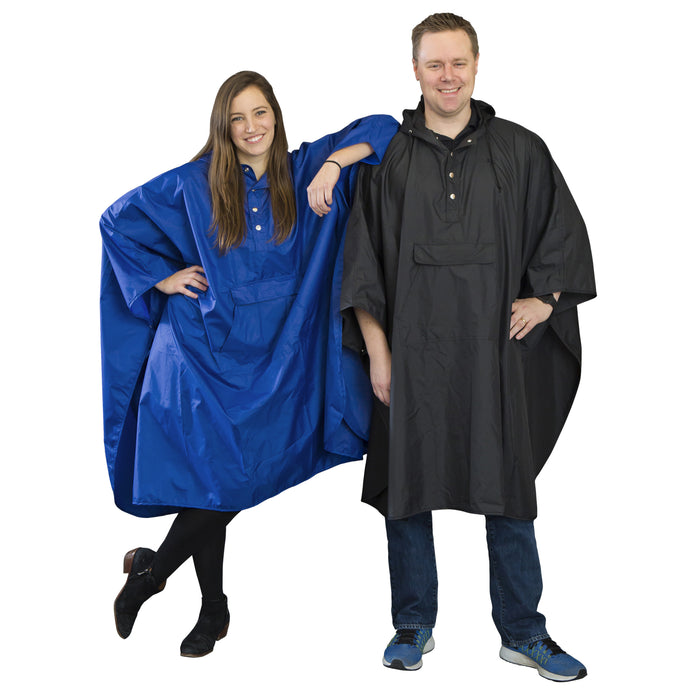 Hide-Away Poncho: Blue & Black
