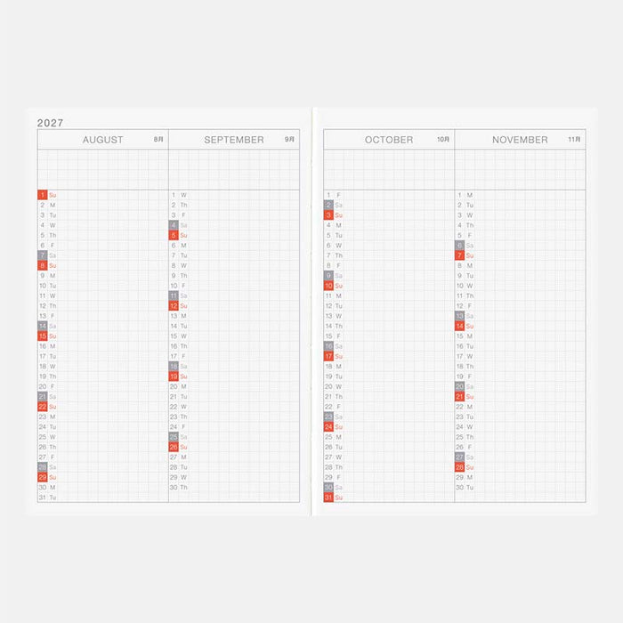 Hobonichi | Agenda Hobonichi Techo A6 Original (Inglés) 2027