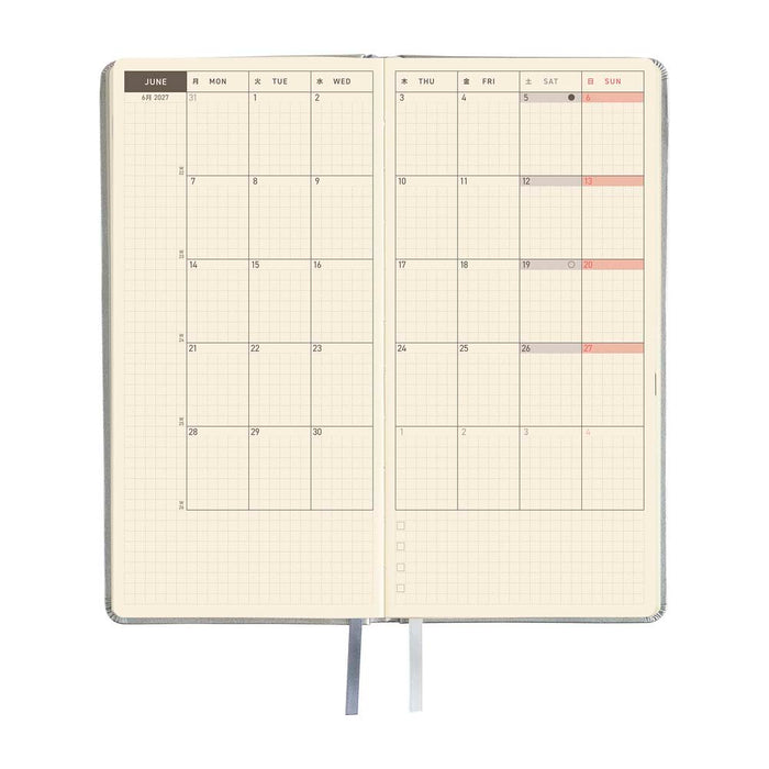 Hobonichi | Agenda Hobonichi Weeks Leather: Noble Silver 2027