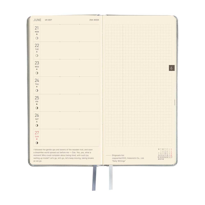 Hobonichi | Agenda Hobonichi Weeks Leather: Noble Silver 2027