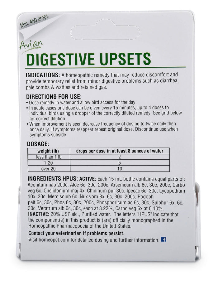HomeoVet Avian Digestive Upsets, 15 mL - NVN7 - 2