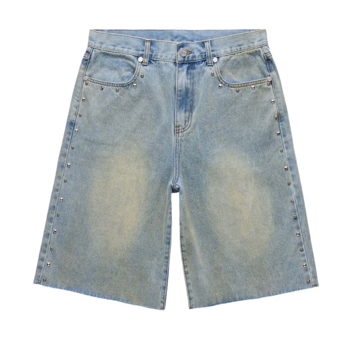 Homme Femme Studded Denim Shorts Blue