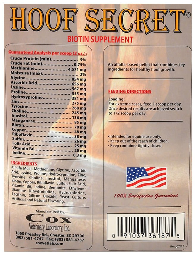 Hoof Secret Biotin Horse Hoof Supplement - CVLAA - 9 lbs - 3