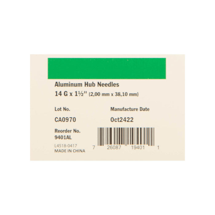 Ideal Aluminum Hub Needles, Box of 100 - CSC1 - 14 ga x 1 1/2" - 6