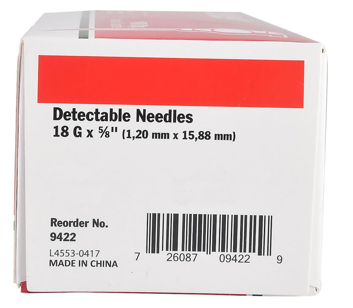 Ideal D3 Detectable Needles, Box of 100 - NEBL - 18g x 5/8" - 4