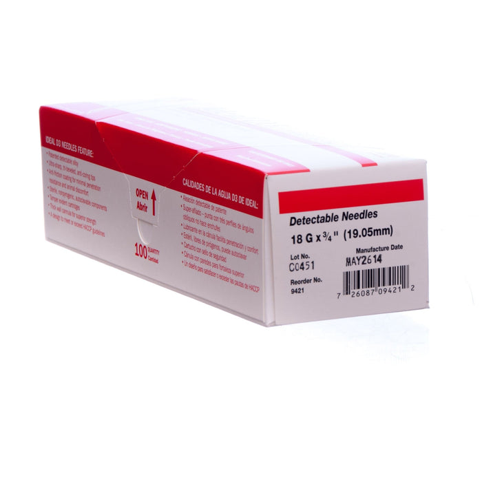 Ideal D3 Detectable Needles, Box of 100 - NEBM - 18g x 3/4" - 7