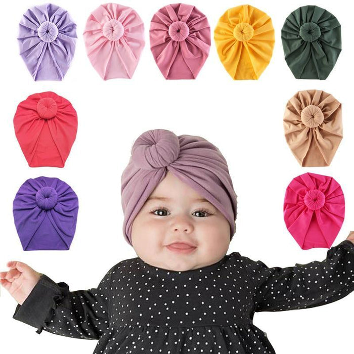 Infant Baby Headbands Solid Cotton Knot Turban Headband For Girls  Beanie Hat Headwear For Girls Stevvex