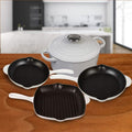 Inspired Home 5-Piece Enameled Cast Iron Cookware Set - Pure White DailySale