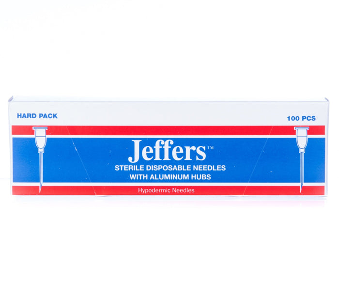 Jeffers Aluminum Hub Needles, Box of 100 - XQA2 - 14 ga x 1" - 1