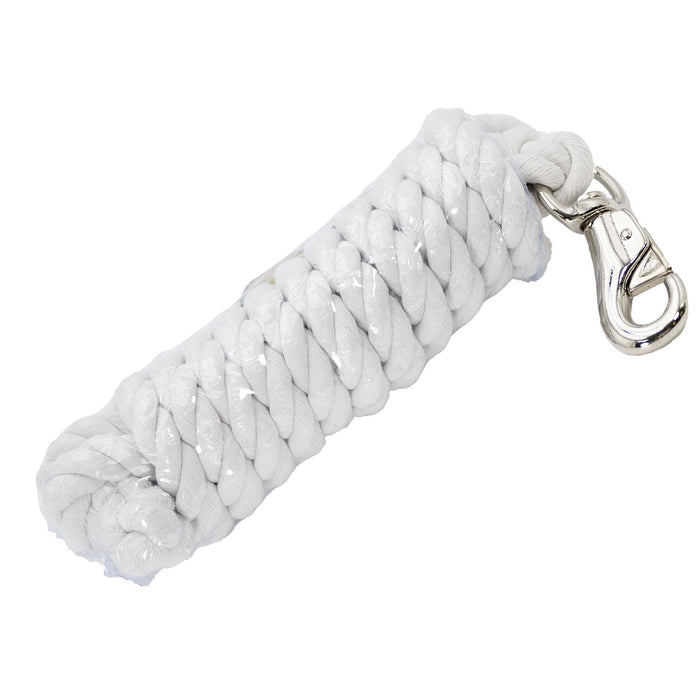 Jeffers Colorful Cotton Horse Lead Ropes with Nickel - Plated Bull Snap, 10' L - IABB - White - ¾"D x 10'L - 1 - 1