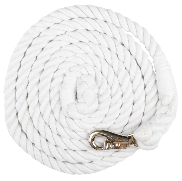 Jeffers Colorful Cotton Horse Lead Ropes with Nickel - Plated Bull Snap, 10' L - IABB - White - 3