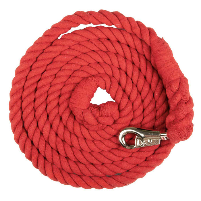 Jeffers Colorful Cotton Horse Lead Ropes with Nickel - Plated Bull Snap, 10' L - IARD - Red - 6