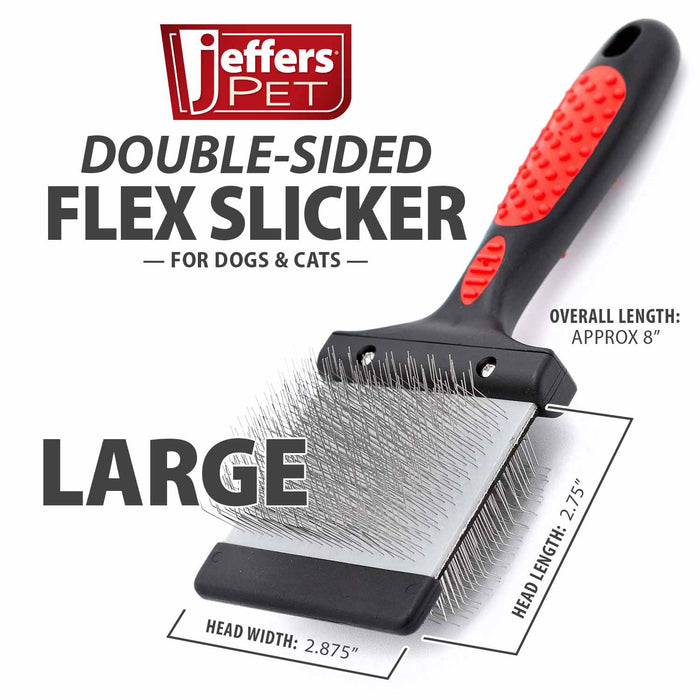Jeffers Double - Sided Flex Head Pet Grooming Slicker Brush - UWDC - Large - Firm/Extra Firm - 5