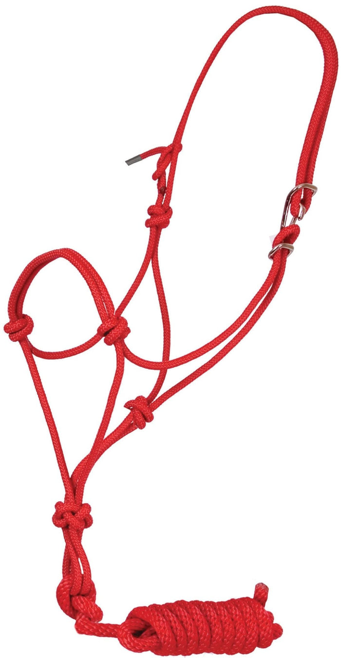 Jeffers Easy - On Clip Nylon Rope Horse Halter with Lead - 121E2 - Red - 1