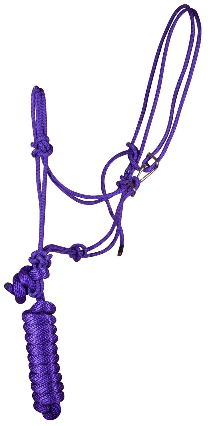 Jeffers Easy - On Clip Nylon Rope Horse Halter with Lead - 121E6 - Purple - 2