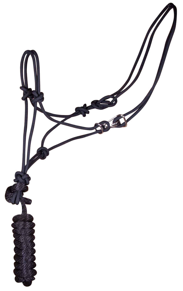 Jeffers Easy - On Clip Nylon Rope Horse Halter with Lead - 121E4 - Black - 4