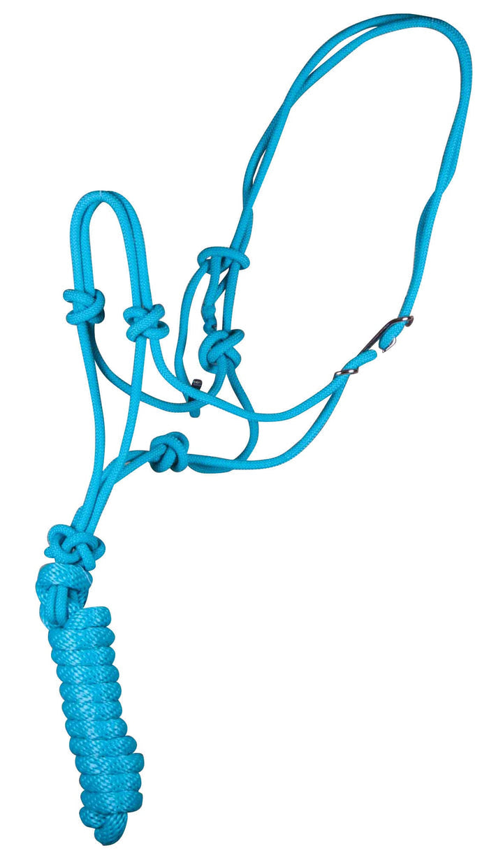 Jeffers Easy - On Clip Nylon Rope Horse Halter with Lead - 121E7 - Turquoise - 6