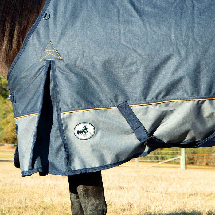 Jeffers Economy Plus 1200 Denier Turnout Blanket with Standard Neck, 240 Gram - GAG1UB - 75" - Navy/Gray - 3