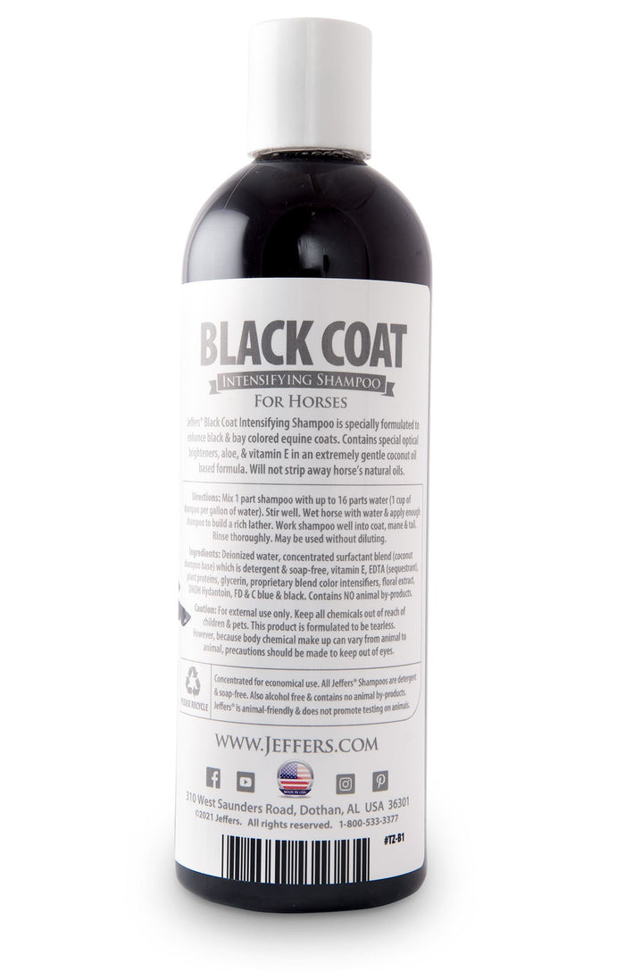 Jeffers Equine Black Coat Intensifying Horse Shampoo for Black & Bay Coats - TZB1 - 16 oz - 2