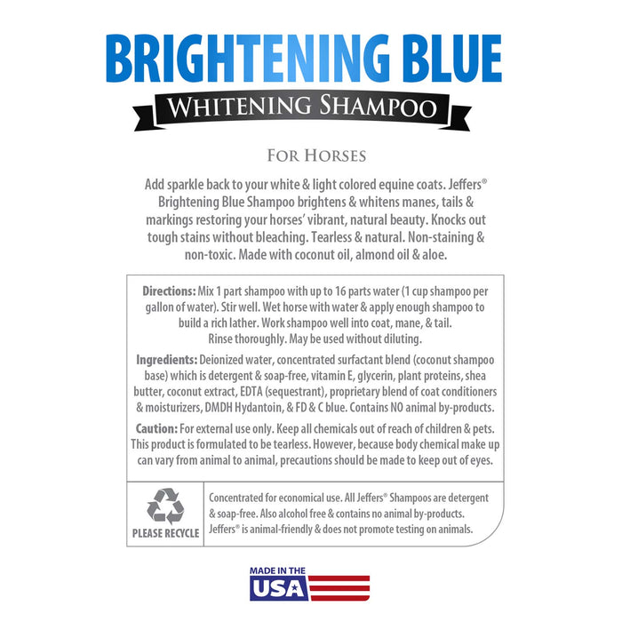 Jeffers Equine Brightening Blue Whitening Horse Shampoo - TZB7 - 32 oz - 7