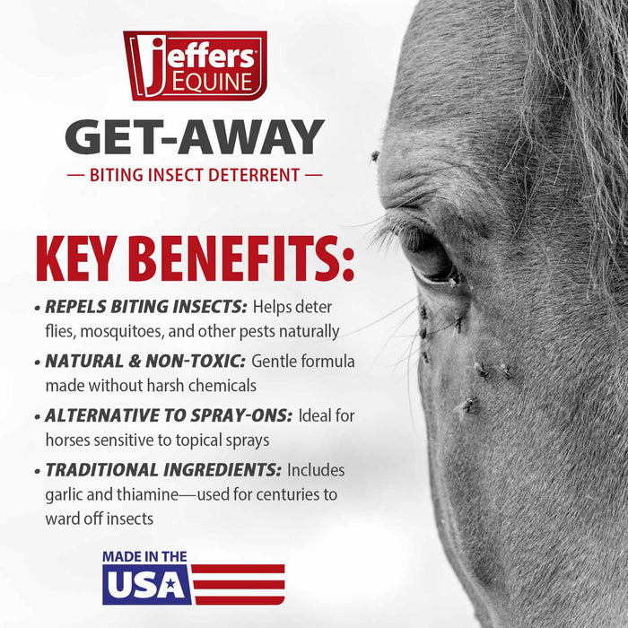Jeffers Equine GET-AWAY Feed-Thru Biting Insect Deterrent Supplement for Horses - AXJA - 2 lbs - 3