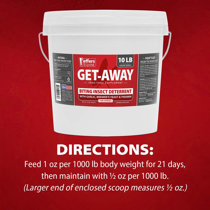Jeffers Equine GET-AWAY Feed-Thru Biting Insect Deterrent Supplement for Horses - AXJA - 2 lbs - 4