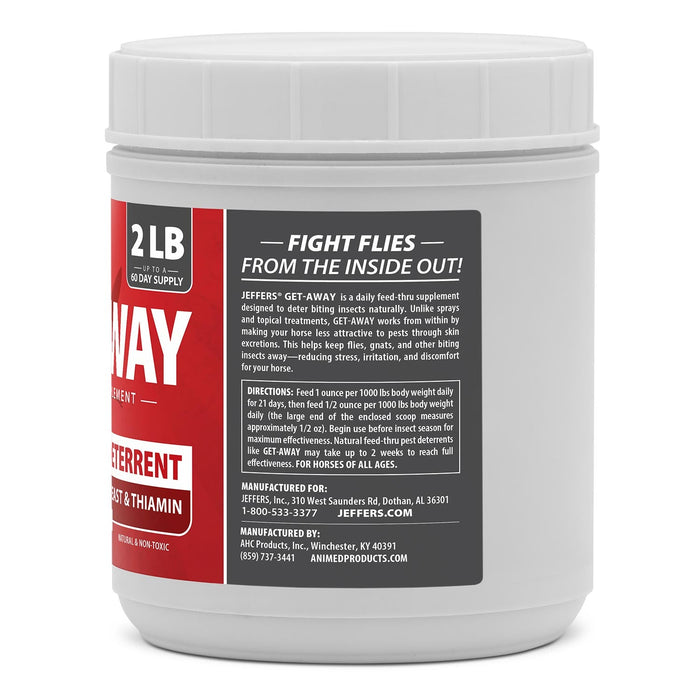 Jeffers Equine GET-AWAY Feed-Thru Biting Insect Deterrent Supplement for Horses - AXJA - 2 lbs - 6