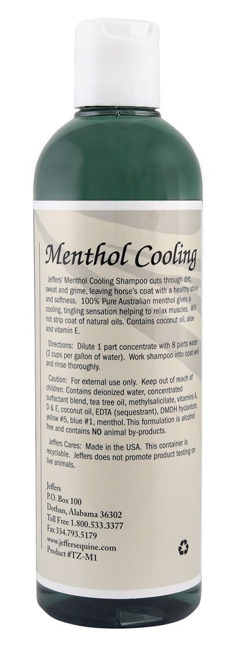 Jeffers Equine Menthol Cooling Shampoo for Horses - TZM1 - 16 oz - 4