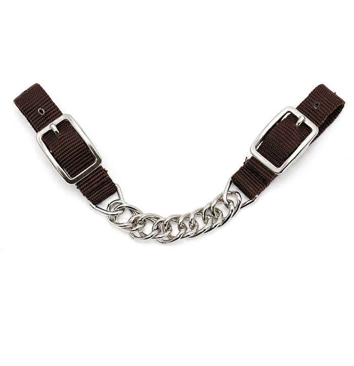 Jeffers Equine Nylon Curb Strap with Single Chain - SSZ2 - Brown - 5