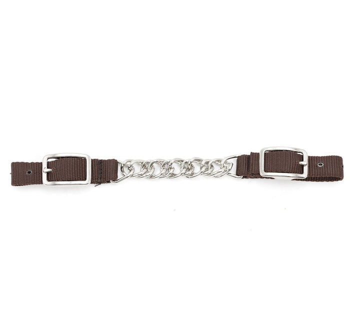 Jeffers Equine Nylon Curb Strap with Single Chain - SSZ2 - Brown - 6