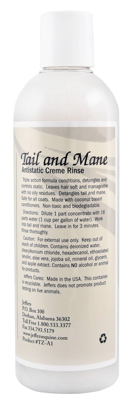 Jeffers Equine Tail & Mane Antistatic Creme Rinse Horse Conditioner - TZA1 - 16 oz - 2