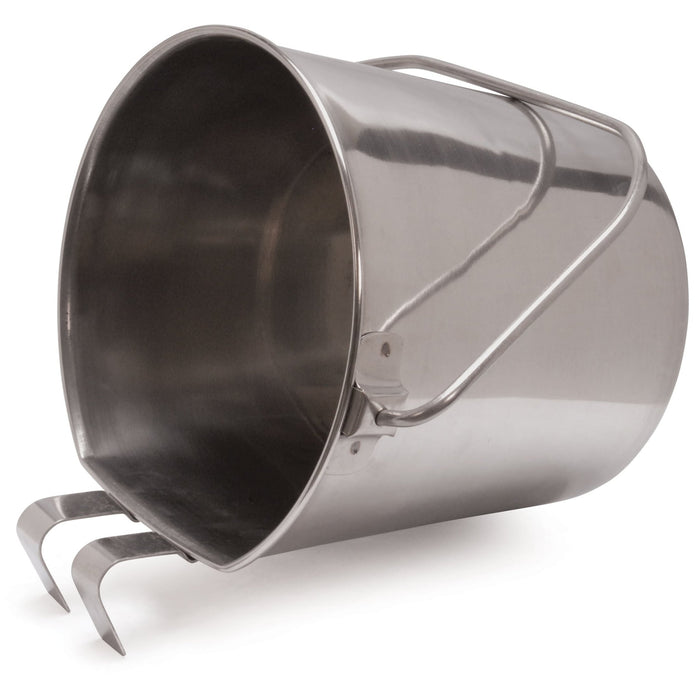 Jeffers Flat - Sided Stainless Steel Pails with Hook & Handle - G3S3 - 4 Quart - 2 Hooks - 5