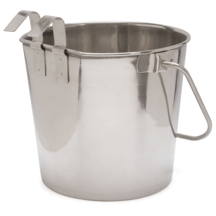 Jeffers Flat - Sided Stainless Steel Pails with Hook & Handle - G3S3 - 4 Quart - 2 Hooks - 6