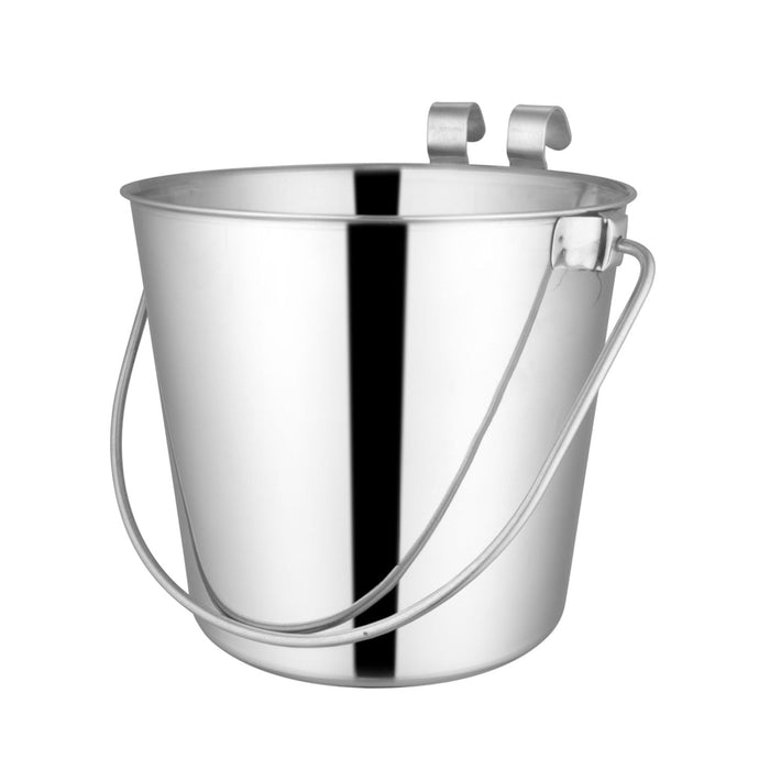 Jeffers Flat - Sided Stainless Steel Pails with Hook & Handle - G3S3 - 4 Quart - 2 Hooks - 7